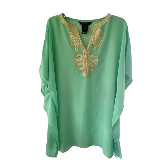 Charlie Paige Other - Charlie Paige Womens Turquoise Embroidered One Size Swim Cover Up Tunic Beach
